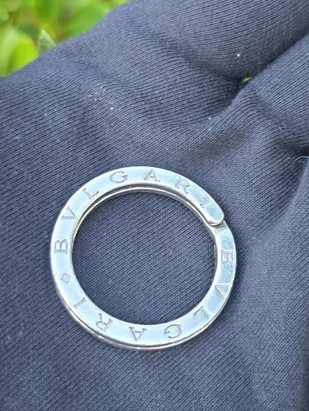 Bvlgari Key Ring Round Sterling Silver 925 w/Logo  Solid Pattern